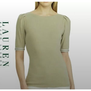 Lauren by Ralph Lauren Boatneck Top in Olive Green